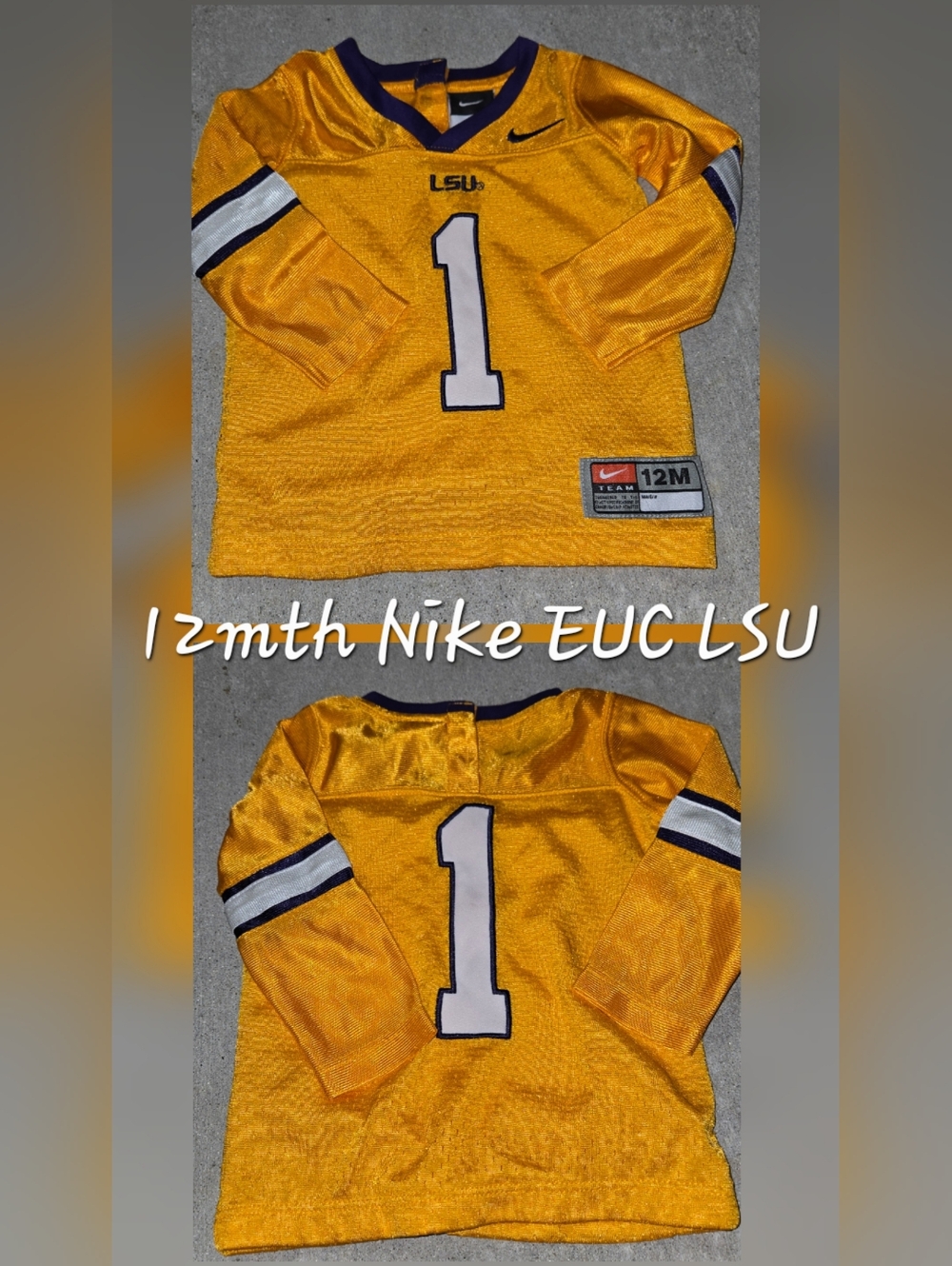 Nike LSU Gold #1 Football Jersey 12mth